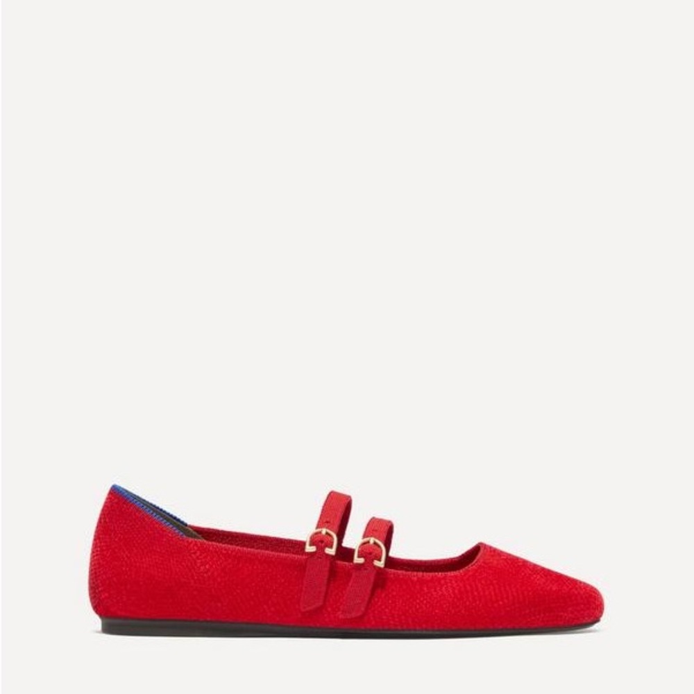 Rothy's The Double Buckle Mary Jane Flats Shoes Red Size 8.5 - Picture 2 of 12